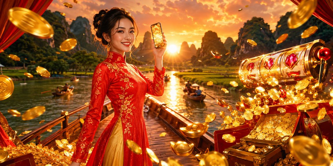 Người dùng trải nghiệm slot game tại Ninh Bình với trang phục áo dài truyền thống